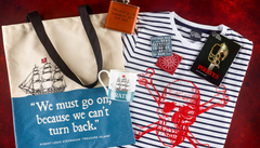 Pirates bespoke unique range items. Including pirates design t-shirt, pirates book, pirates hip flask, pirates cup, and pirates tote bag